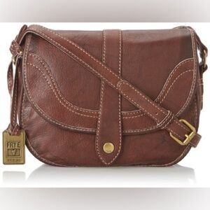 FRYE Women's Brown Leather Saddle Bag Distressed Crossbody